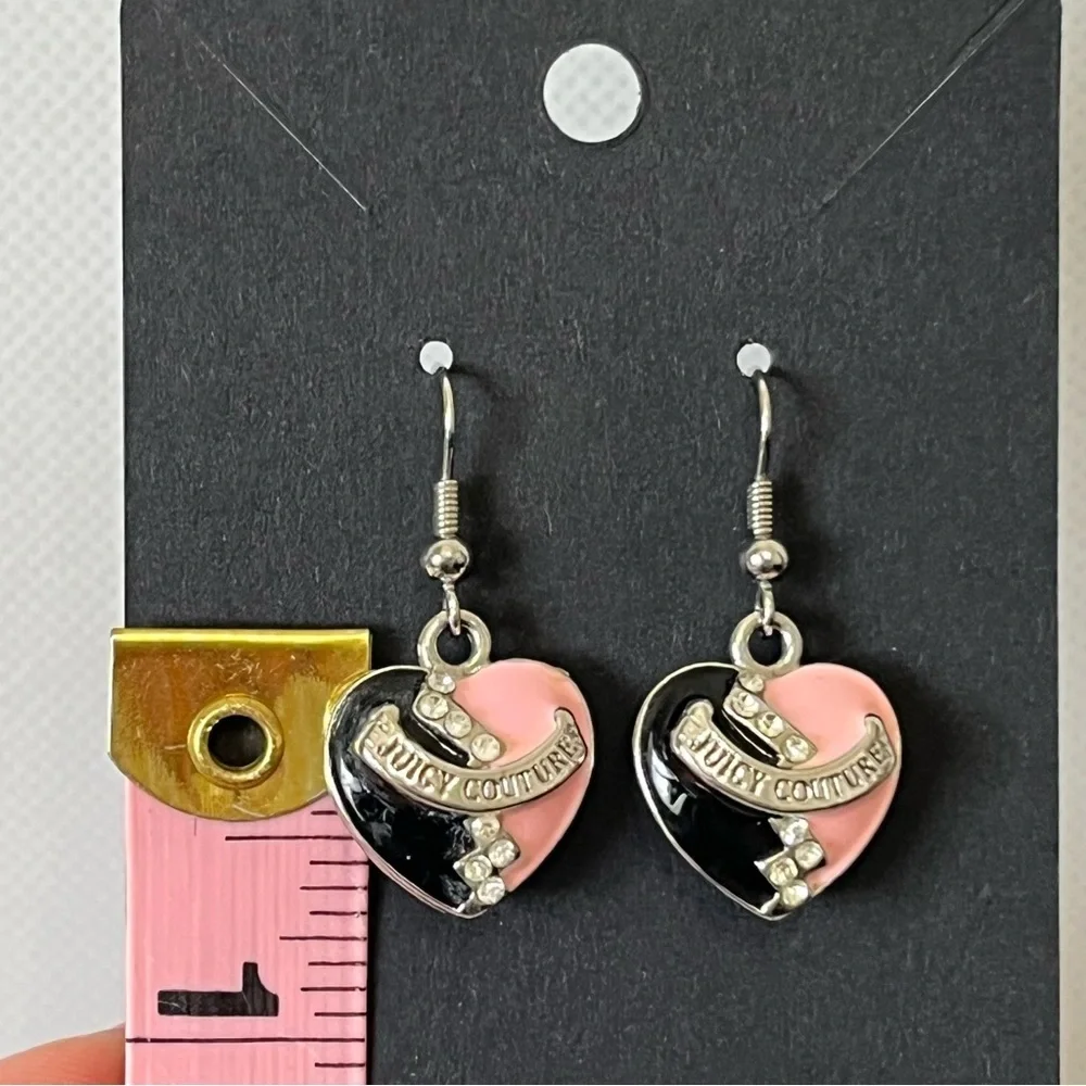 Vintage Juicy Couture Pink Black Hearts Earrings
